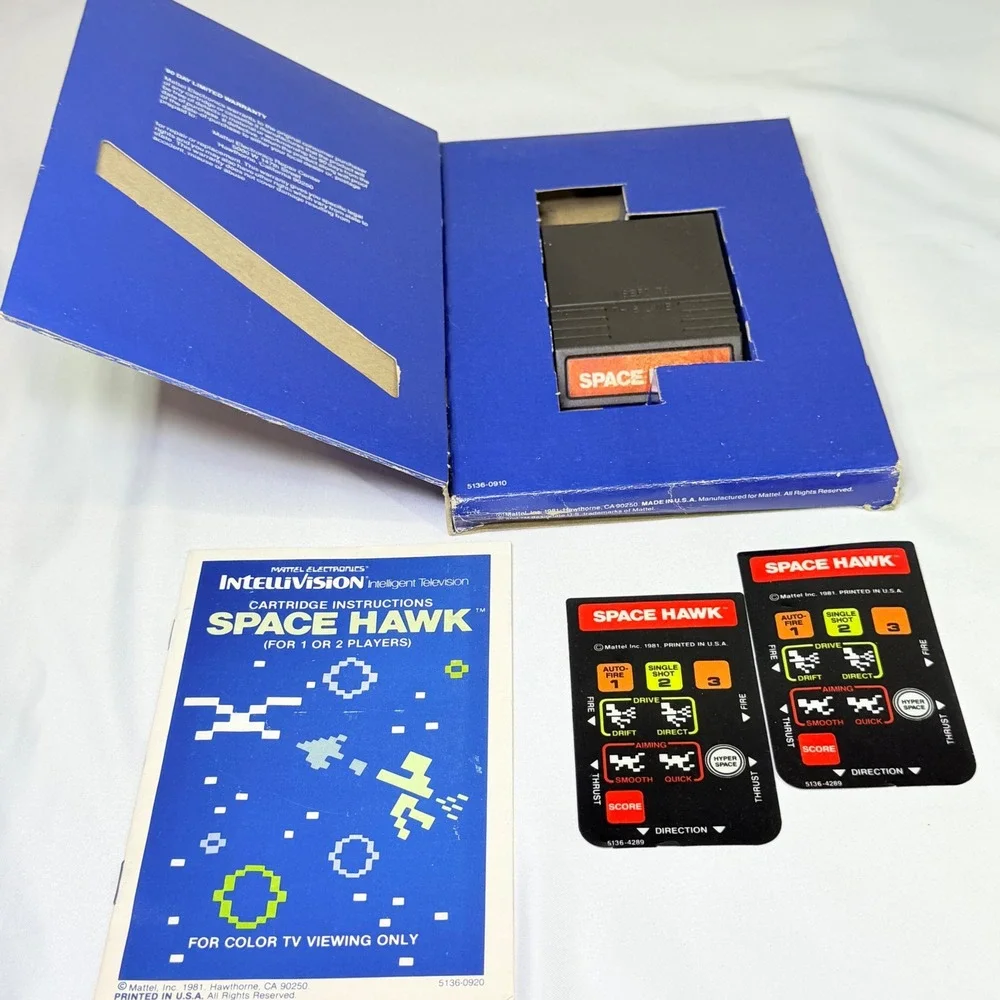 Space Hawk Mattel Intellivision 1981 Game CIB Box Manual Overlays‎ 5136